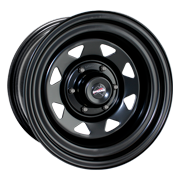 Dynamic 14x6" Triangle Black Multi Stud 4 x 100 4 x 98 Steel Wheel +15 + 185/14 LT Hiada 