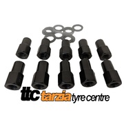 Street Pro 002 Wheel Nut & Washer x10 1/2" Shank Open Head Black RID-5200K10-BLK-OPEN Ford