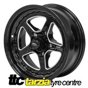Street Pro ll 15 x 6 Inch Early Holden Chev Bolt 5 x 4.25 3.5 inch Back Space Black