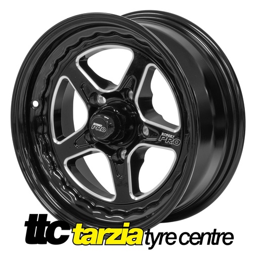 Street Pro ll 15 x 6 Inch Early Holden Chev Bolt 5 x 4.25 3.5 inch Back Space Black