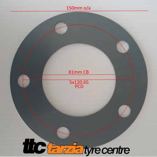 Wheel Spacer x2 5x120.65 5mm Mild Steel Suit Holden HQ