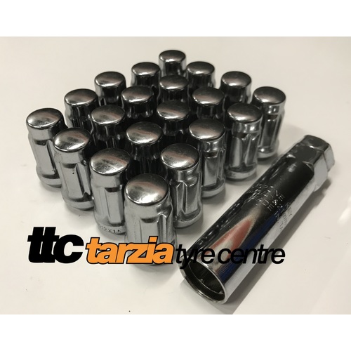Wheel Nut Kit Suit 5 Stud 12x1.25mm 19mm Spline Nut With Key Chrome Steel Qty 20