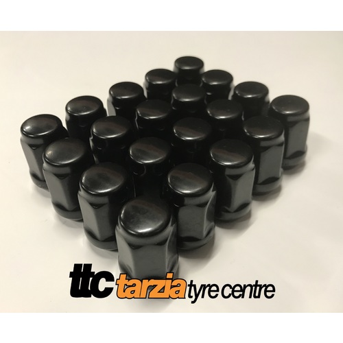 Wheel Nut Kit Suit 5 Stud 12x1.25mm 21mm Hex Head Black Steel Qty 20